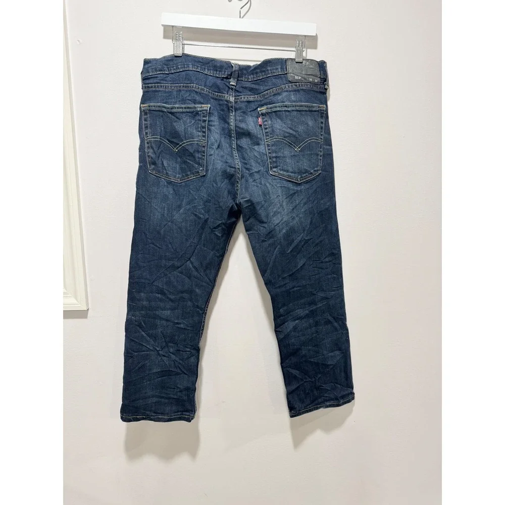 Levis 513 Slim Straight Dark Wash Blue Denim Jeans Mens 36x30